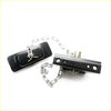 Black metal trailer hitch chain and connector set for spare tire carrier hanger on nissan navara datsun d21 king cab