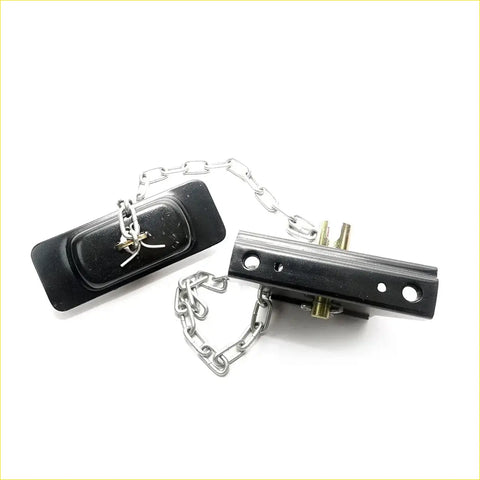 Black metal trailer hitch chain and connector set for spare tire carrier hanger on nissan navara datsun d21 king cab