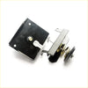 Black rectangular door lock mechanism with white plastic keyhole cover for spare wheel carrier toyota hilux ln140 back side