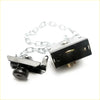Black metal door chain lock with silver link and keyhole for spare wheel tire carrier toyota hilux 2012-2015 back view