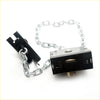 Black metal chain lock with silver links and rectangular lock on spare wheel tire carrier for toyota hilux 2012-2015