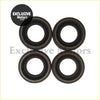 Four black rubber spark plug gaskets with metallic inner rings arranged in a square for toyota carina 16v ae102