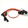 Orange spark plug ignition wires with black rubber boots measured by digital caliper for datsun nissan cabstar pa321 j15