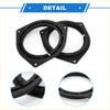 Black plastic speaker spacer rings with circular cutout and four mounting points for toyota echo 6.5 inch speakers