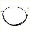 Black rubber-coated speedo cable with metallic connectors for nissan datsun 1960-1970 visible from the back side