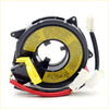 Black plastic spiral cable clock spring with yellow warning labels and red black wiring for mitsubishi pajero montero 1991 2000