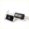 Black rectangular plastic spring bumper support with a silver hex bolt measured by caliper for mitsubishi triton l200