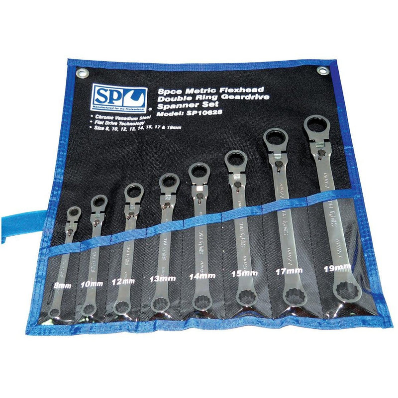 SP Tools Spanner Set Geardrive Double Ring Flex Head