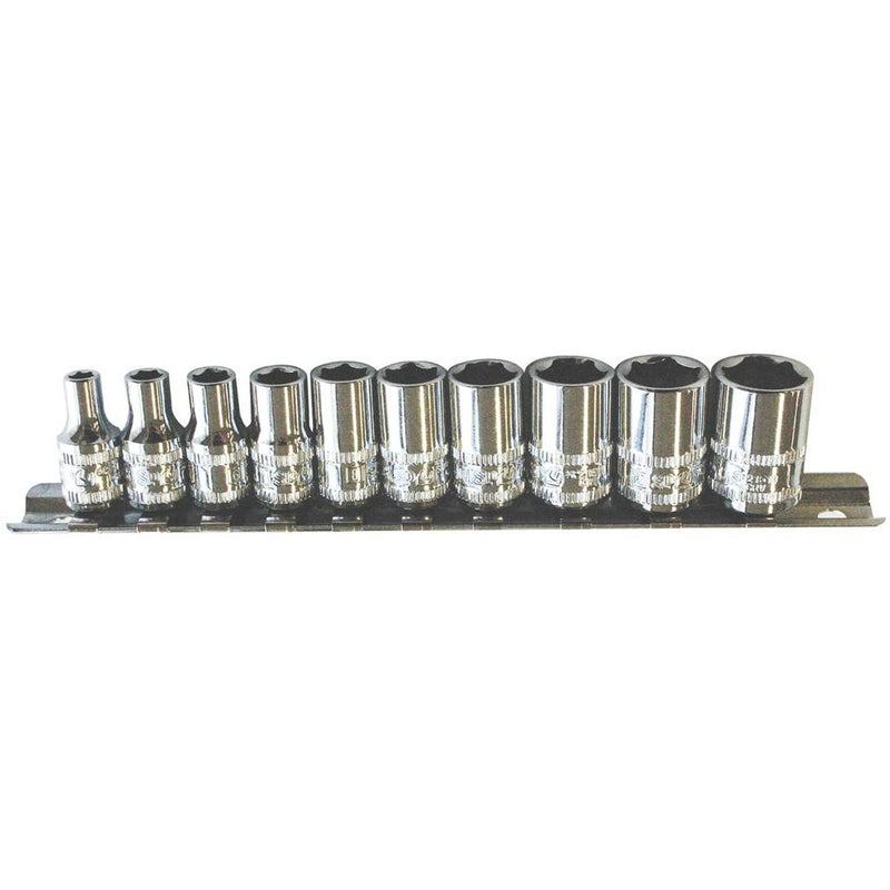 SP Tools Socket Rail 1/4"Dr 6PT 10Pc Metric