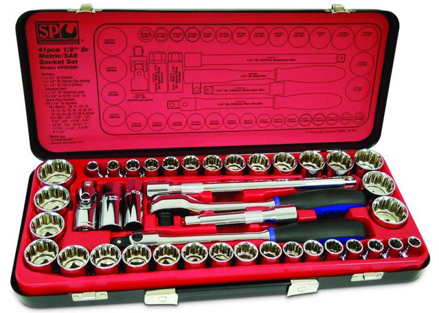 SP Tools Socket Set 1/2" Drive 12PT 41 Pc Metric/SAE