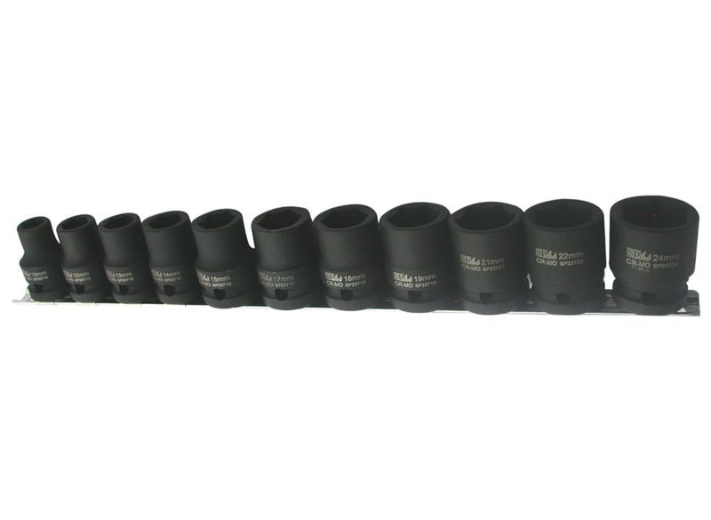 SP Tools Socket Rail Impact 1/2"Dr 6PT 11Pc Metric