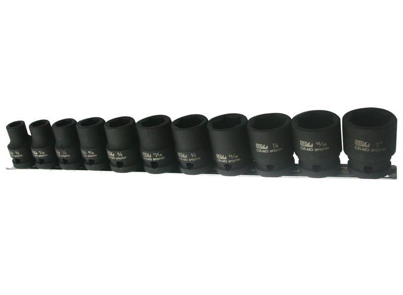SP Tools Socket Rail Impact 1/2"Dr 6PT 11Pc SAE