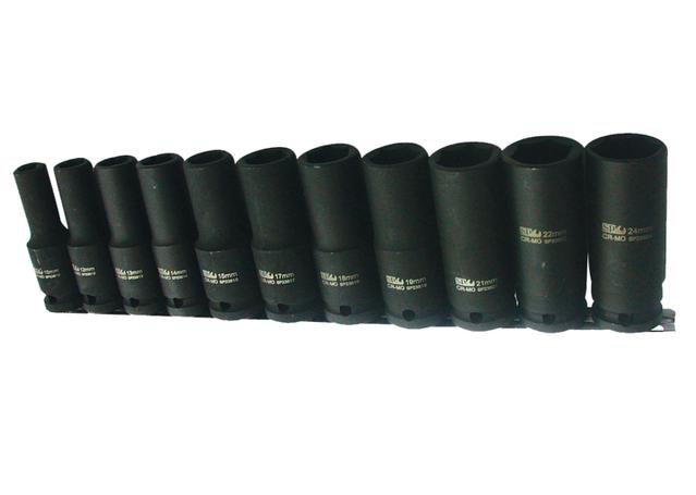 SP Tools Socket Rail Impact 1/2"Dr Deep 6PT 11Pc Metric
