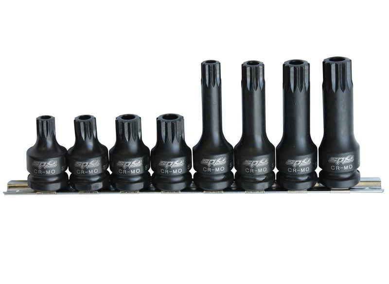 SP Tools Socket Rail Impact 1/2"Dr Tamper Spline 8Pc