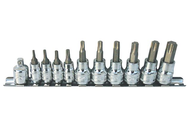 SP Tools Socket Rail 1/4&3/8"Dr Torx 11Pc