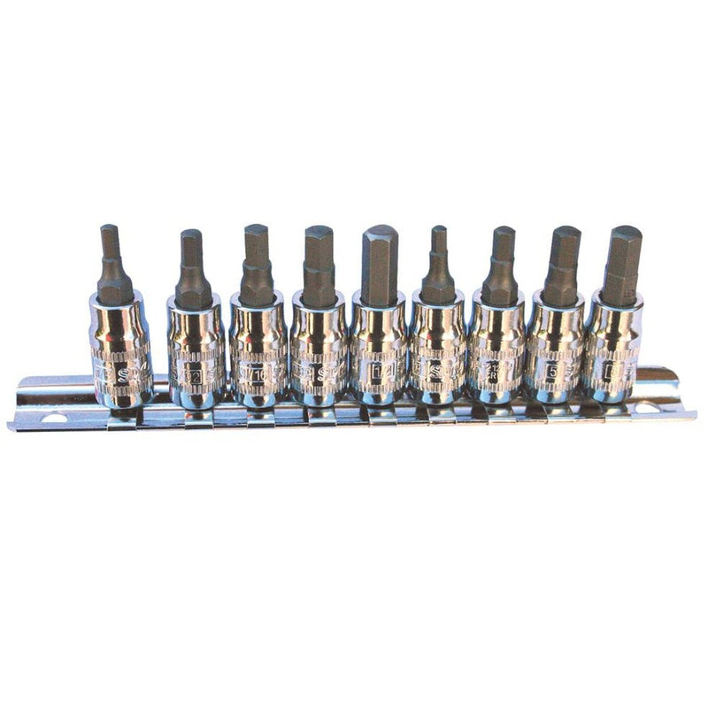 SP Tools Socket Rail 1/4"Dr Inhex Metric/SAE 9Pc