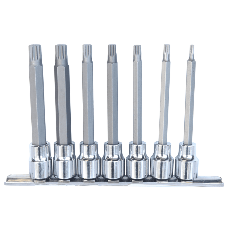 SP Tools 7Pc 3/8" Dr 100mm Spline Bit Socket Rail
