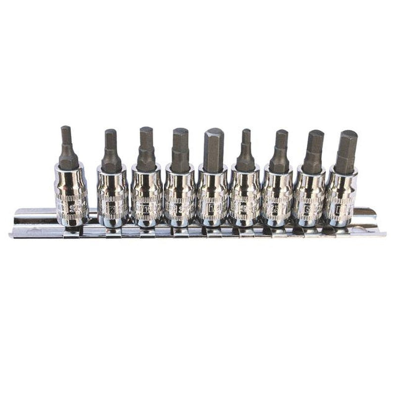SP Tools Socket Rail 1/4" & 3/8"Dr 9Pc Inhex Metric