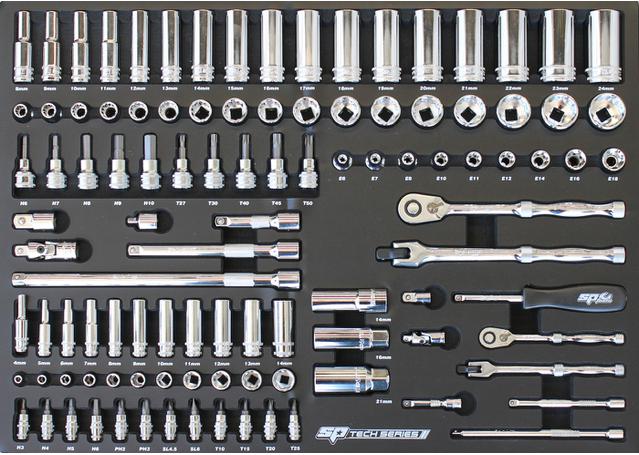 SP Tools Eva Tool Kit 106Pc Metric Socket & Accessories