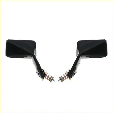 Square fender mirrors x2 for toyota hilux rn20-rn85 1972-1997 glossy black rectangular with spring-loaded mounts