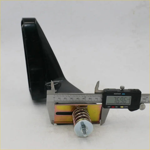 Black plastic bracket with metallic spring and bolt assembly 76.96 mm for square mirror x2 mazda familia coupe rotary