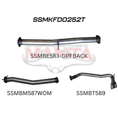 Manta Ford PX2 Ranger 3in DPF Back Without Muffler, Twin