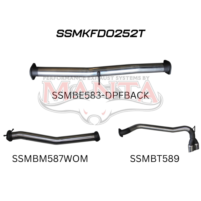 Manta Ford PX2 Ranger 3in DPF Back Without Muffler, Twin