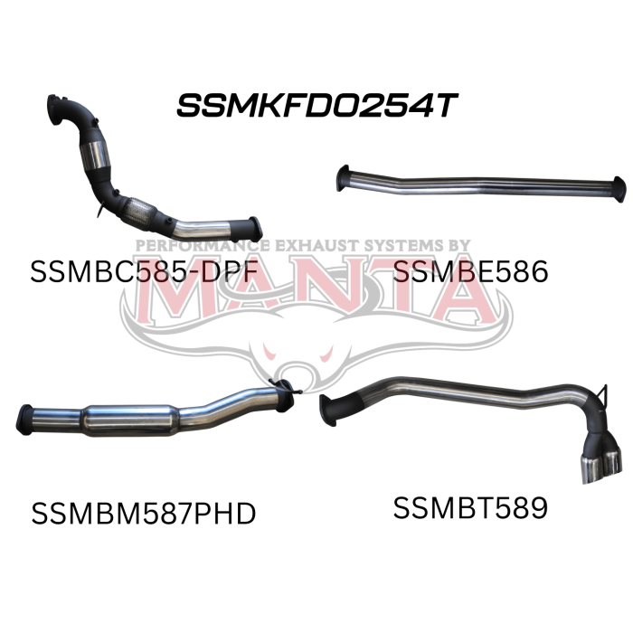 Manta Ford PX2 Ranger 3in Turbo Back With Cat & Hotdog,