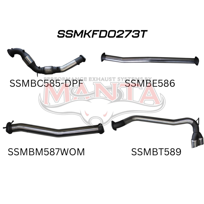 Manta Ford PX2 Ranger 3in Turbo Back With Cat & Without