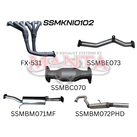Manta Patrol GU 4.8L Full System with Centre Muffler &