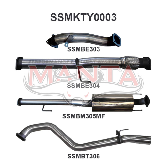 Manta Hilux KUN26R 3.0L D4D 3in Muffler Without Cat