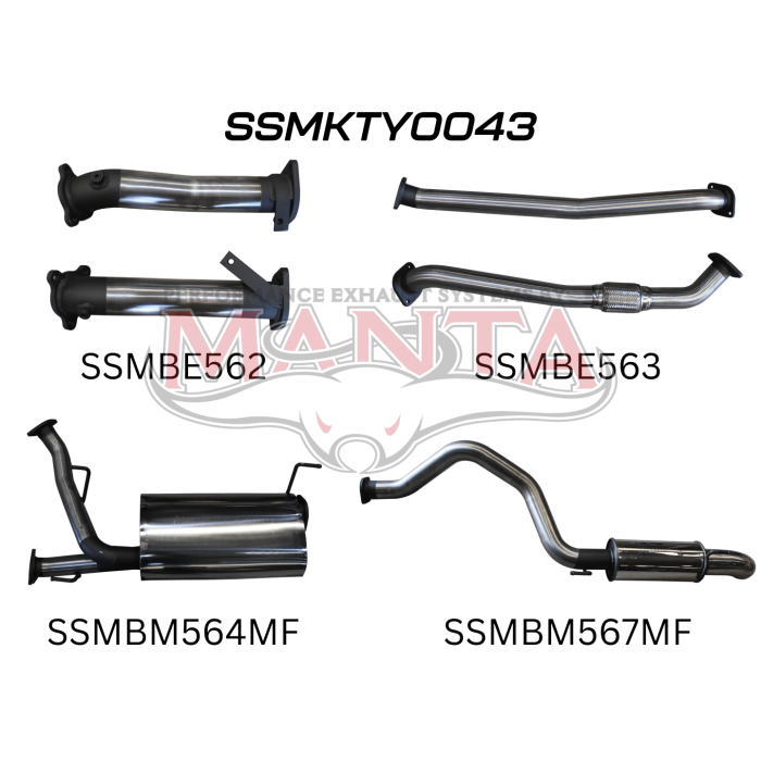 Manta VDJ200 2.5in NO Cat Muffler Centre & Rear, Dump Tip