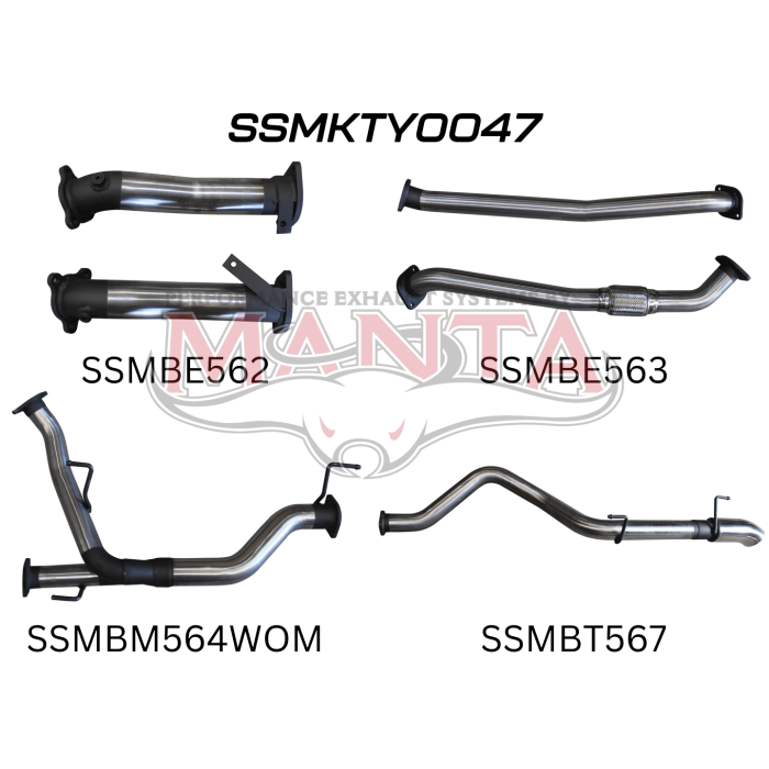 Manta VDJ200 2.5in NO Cat NO Mufflers, Dump Tip Exhaust