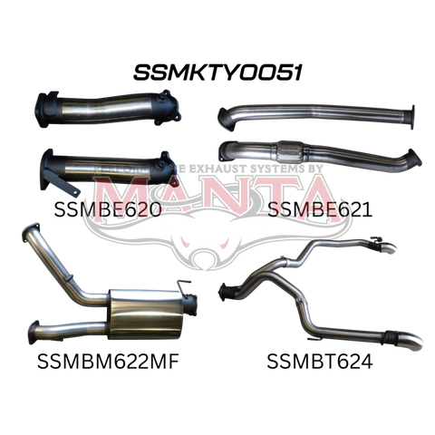 Manta VDJ200 3in Dual NO Cat, W/Muffler, Exit L & R