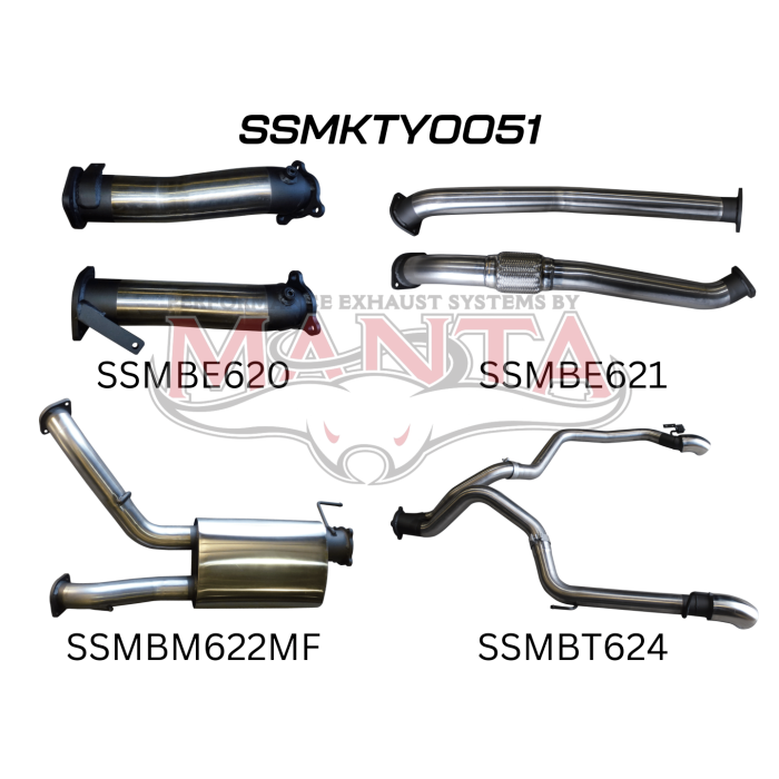 Manta VDJ200 3in Dual NO Cat, W/Muffler, Exit L & R