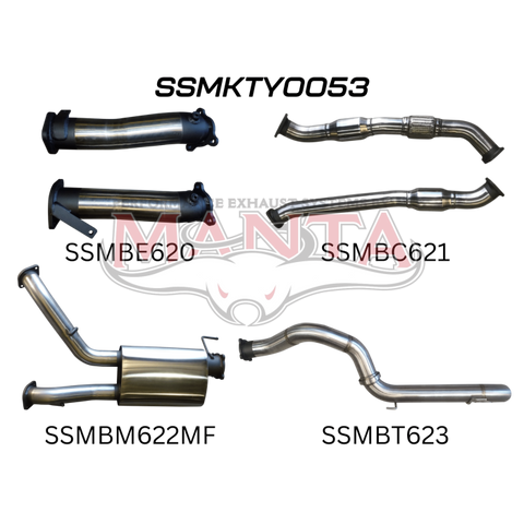Manta VDJ200 3in Dual With Cat & Muffler, 4in Exit