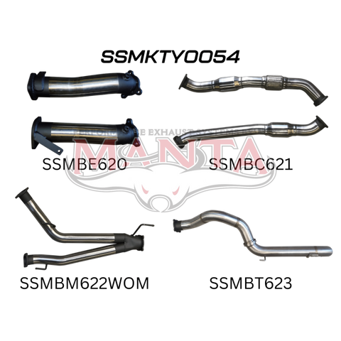 Manta VDJ200 3in Dual With Cat, NO Muffler, 4in Exit