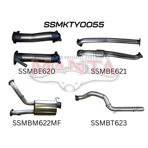 Manta VDJ200 3in Dual NO Cat, W/Muffler, 4in Exit Exhaust
