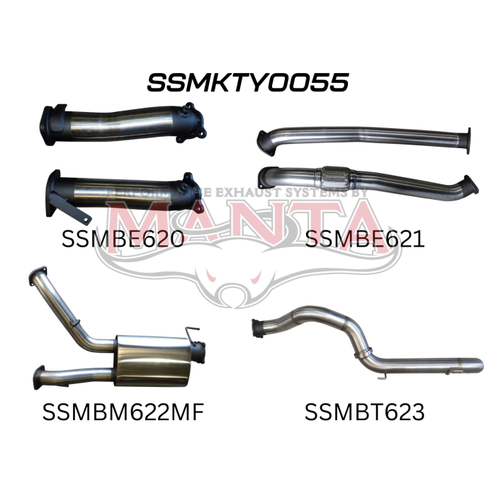 Manta VDJ200 3in Dual NO Cat, W/Muffler, 4in Exit Exhaust