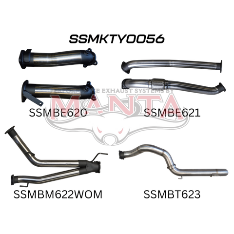Manta VDJ200 3in Dual NO Cat, NO Muffler, 4in Exit