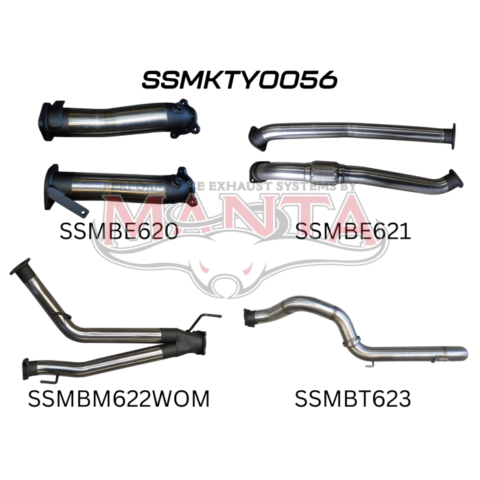 Manta VDJ200 3in Dual NO Cat, NO Muffler, 4in Exit