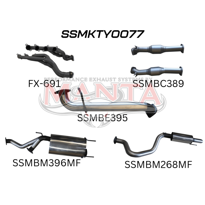 Manta Toyota Landcruiser UZJ100 4.7L V8 Extractors, Cats