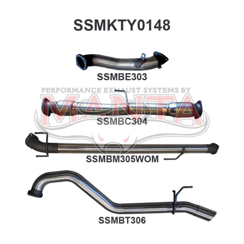 Manta Hilux KUN26R 3.0L D4D 3in WOM With Cat Exhaust