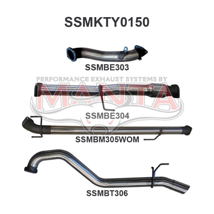 Manta Hilux KUN26R 3.0L D4D 3in WOM Without Cat Exhaust