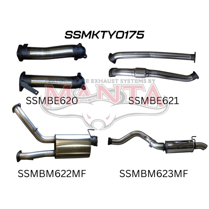 Manta VDJ200 3in Dual NO CAT, W/Muffler, 4in Exit W/Rear