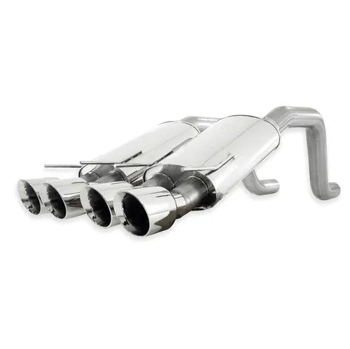 Stainless Works 2006-13 Corvette C6ZO6/ZR1 3in Axleback Chambered Mufflers Quad 4in Rolled Edge Tips — fits Chevrol...