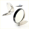 Shiny chrome stainless side mirror with black rubber bezel and mounting hardware for chrysler valiant pacer ap5-cl