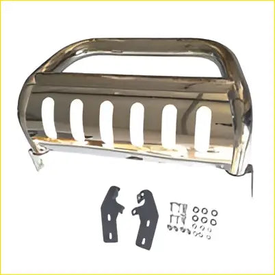 Chrome finished stainless steel front nudge bumper bar grille guard with vertical slats and mounting hardware for toyota rav4 2006-2012