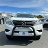 White mazda pickup truck with a matte black stainless steel nudge bar front bumper guard for bt-50 2012-2020
