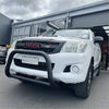 White toyota hilux 2005-2015 with matte black stainless steel nudge bar and black front bumper guard